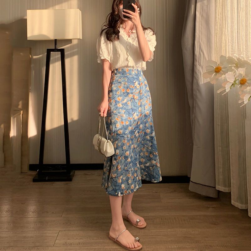 Midi Skirt Floral - Conjunto de Verão Feminino em Duas