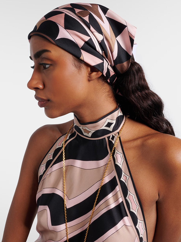 Headband Summer Knit - Lenço de Seda com Estampa Geométrica