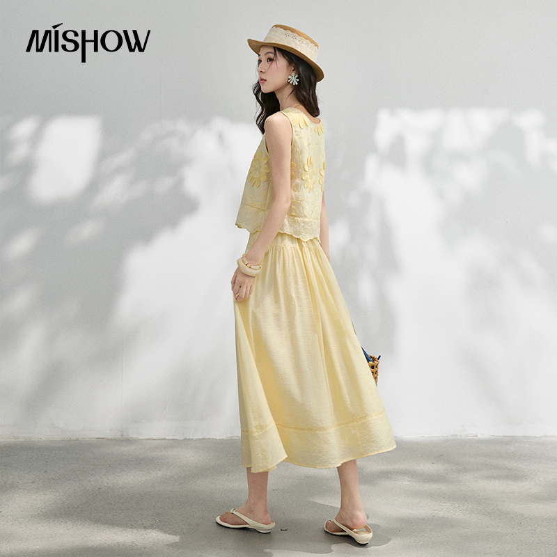 Conjunto de Blusa com Bordado  - Midi Skirt Floral avaliação e preço