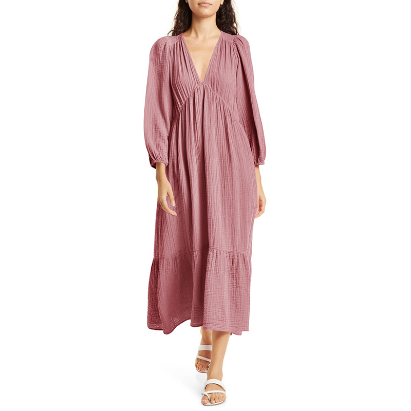 Musselina vestido para as mulh - Linen Dress Wrap avaliação e preço