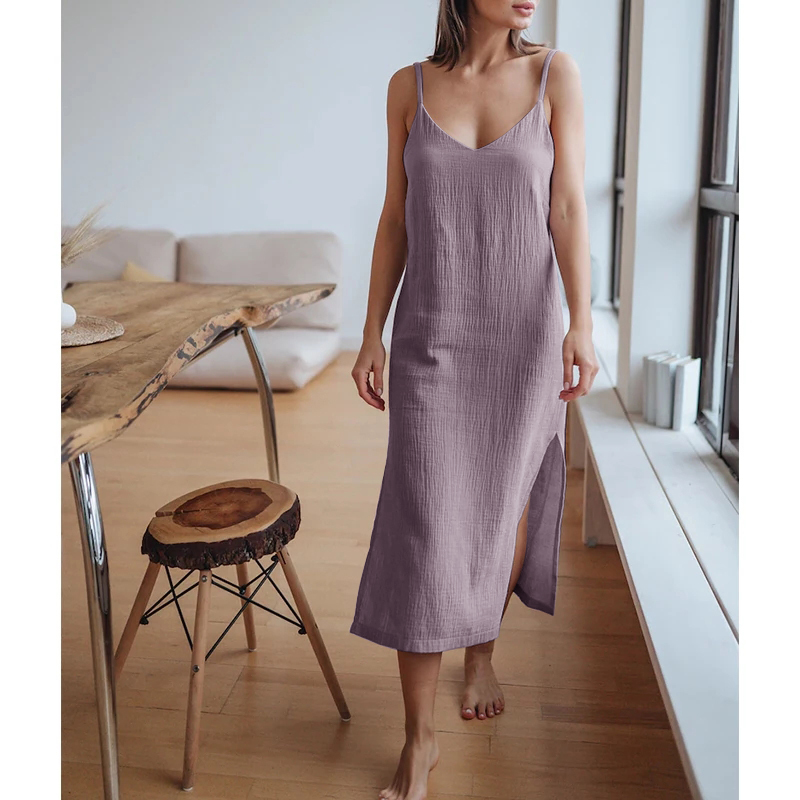 Vestido de musselina sem manga - Linen Dress Wrap avaliação e preço