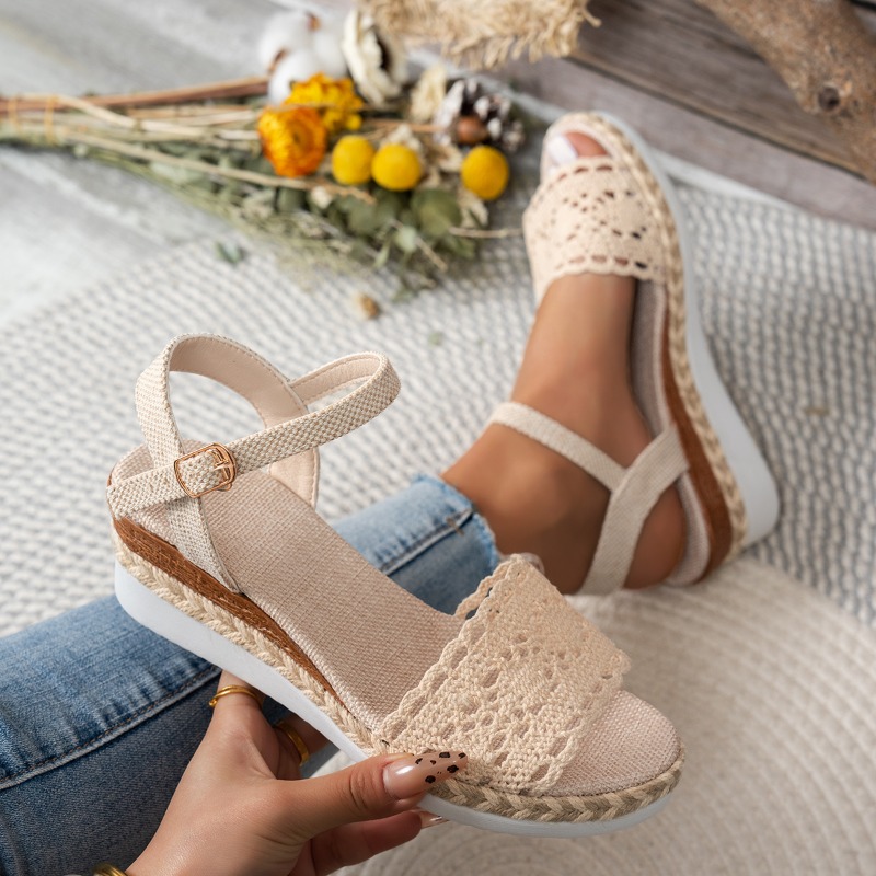 Sandálias Femininas de Renda c - Wedge Espadrille Women avaliação e preço