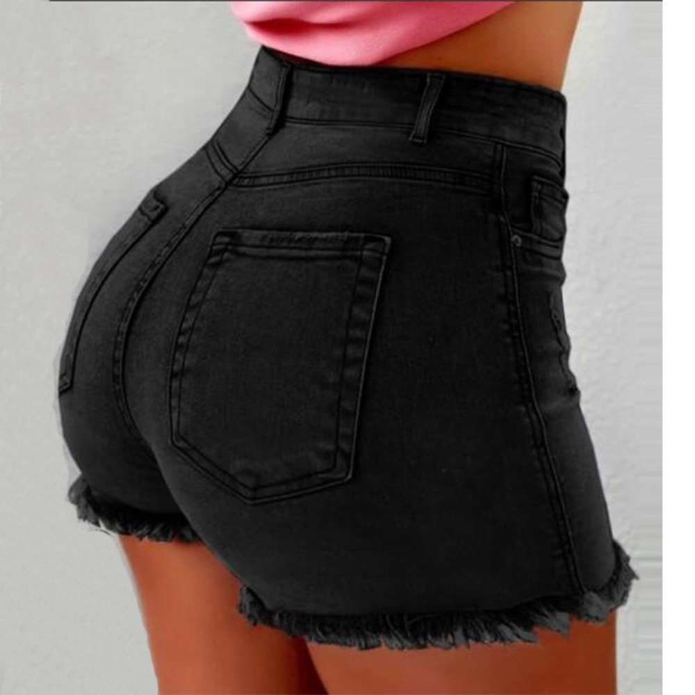 Shorts jeans femininos de cint - Shorts Denim Frayed avaliação e preço