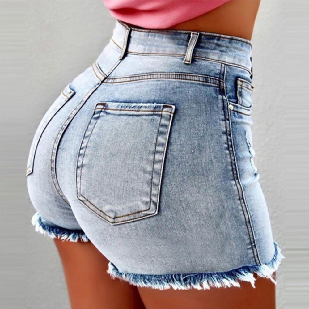 Shorts jeans femininos de cint - Shorts Denim Frayed avaliação e preço