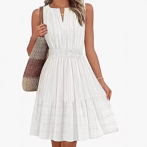 Vestido Sem Mangas para Mulher - Linen Dress Wrap avaliação e preço