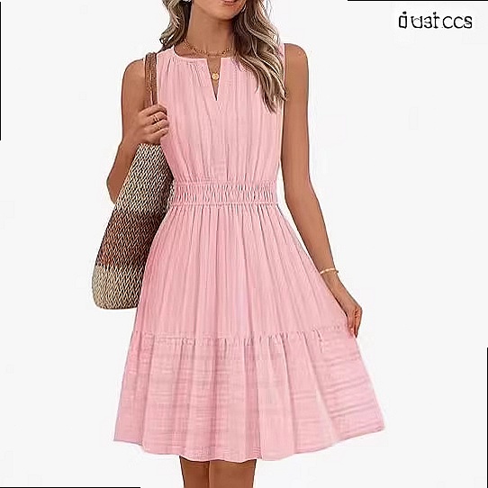 Vestido Sem Mangas para Mulher - Linen Dress Wrap avaliação e preço