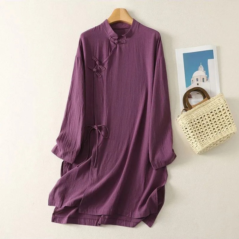 Vestido Túnica Feminino de Lin - Linen Dress Wrap avaliação e preço