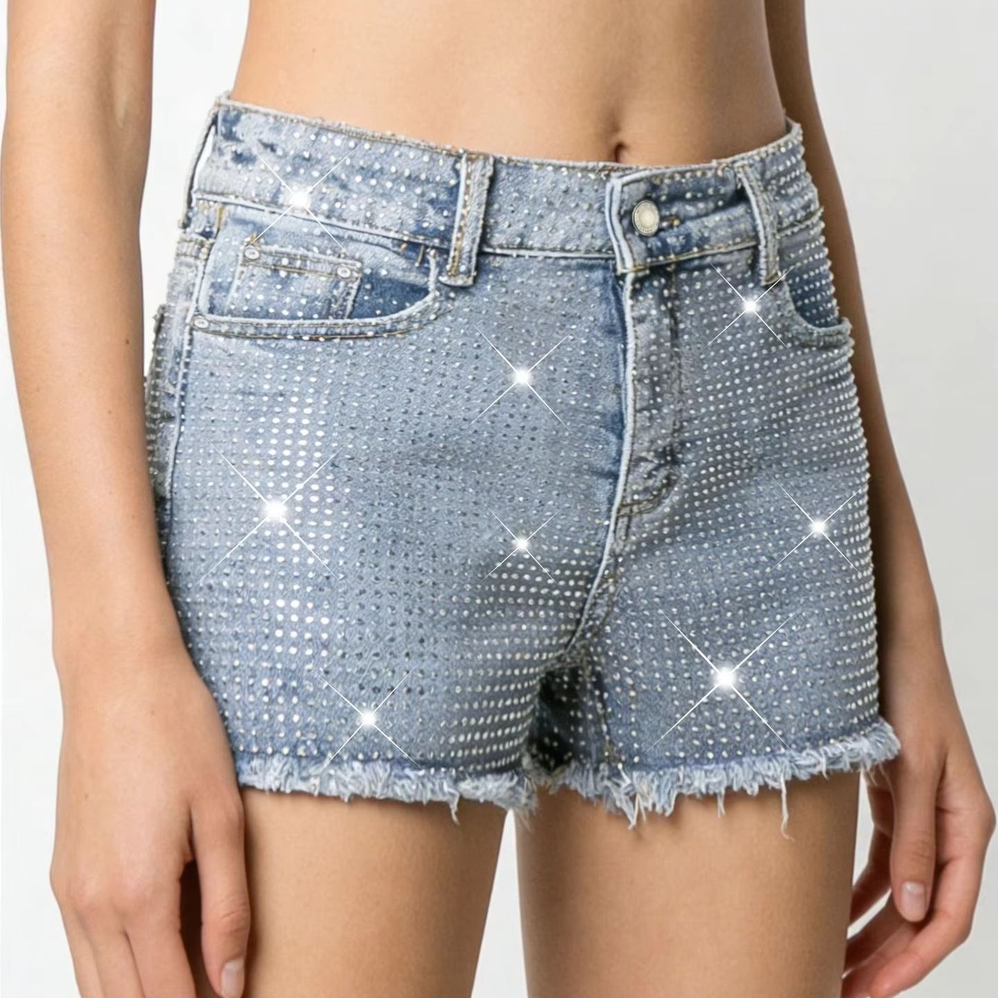 Novos Shorts Jeans Azuis Desfi - Shorts Denim Frayed avaliação e preço