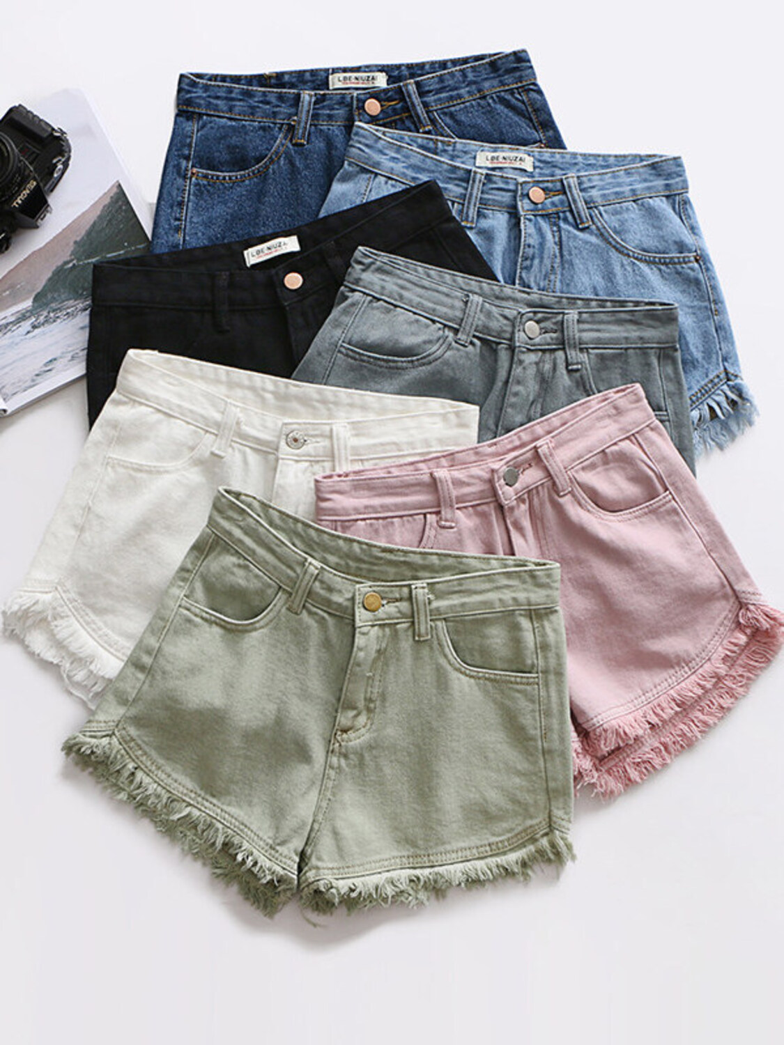 Shorts Jeans Femininos de Cint - Shorts Denim Frayed avaliação e preço
